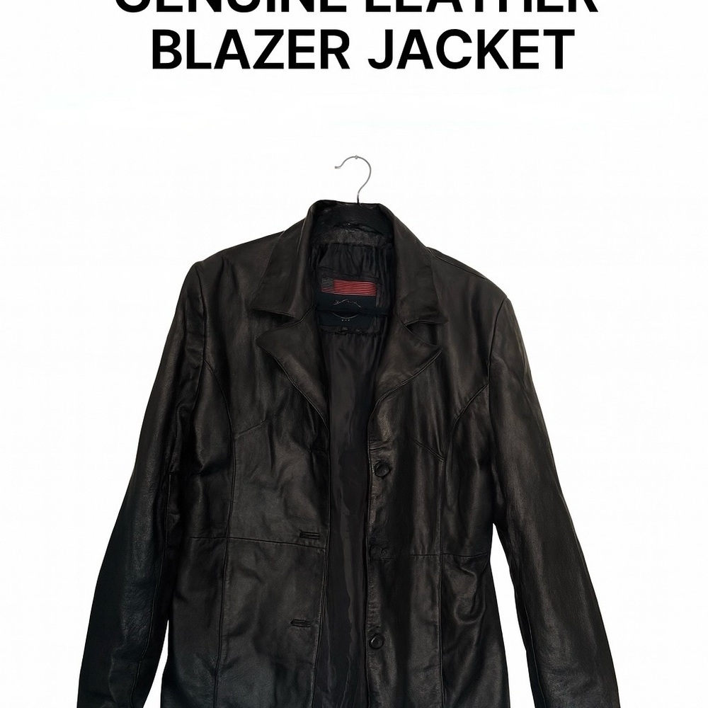 Black Leather Blazer Jacket
